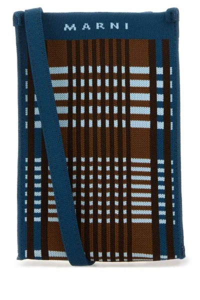 Marni Man Embroidered Fabric Crossbody Bag In Multicolor
