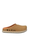 Marni Fussbett Leather-trimmed Logo-embroidered Faux Raffia Mules In Beige