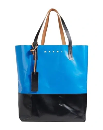 Marni Man Handbag Azure Size - Polyester, Soft Leather In Navy Blue