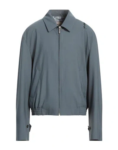 Marni Man Jacket Charcoal Size 44 Polyester, Virgin Wool, Elastane In Blue
