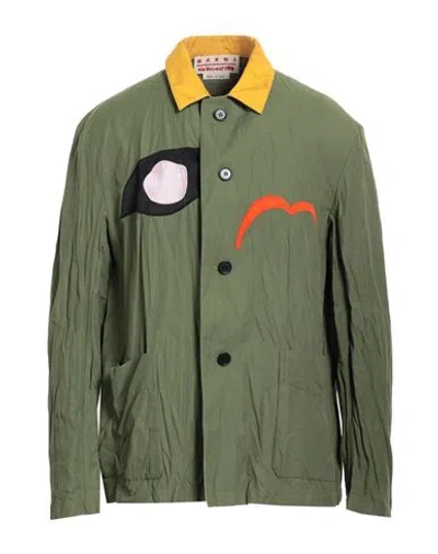 Marni Man Jacket Military Green Size 40 Polyamide, Cotton, Linen, Viscose, Polyester
