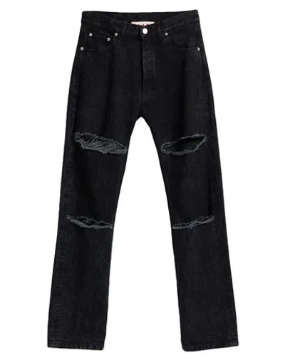 MARNI MARNI MAN JEANS BLACK SIZE 33 COTTON, COW LEATHER
