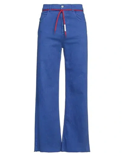 Marni Man Jeans Bright Blue Size 33 Cotton, Elastane, Cow Leather