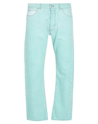 Marni Man Jeans Turquoise Size 34 Cotton, Cow Leather In Blue