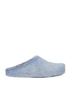 Marni Aquamarine Long Hair Calfskin Fussbett Sabot In Blue