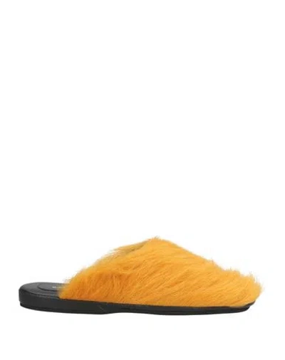 Marni Man Mules & Clogs Marigold Size 7 Calfskin In Yellow