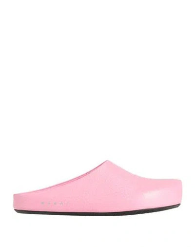 Marni Man Mules & Clogs Pink Size 8 Soft Leather, Textile Fibers