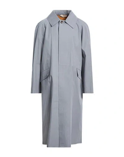 Marni Man Overcoat & Trench Coat Grey Size 36 Cotton In Blue
