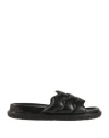 Marni Leather Quilted Strap Slide Sandals In Black
