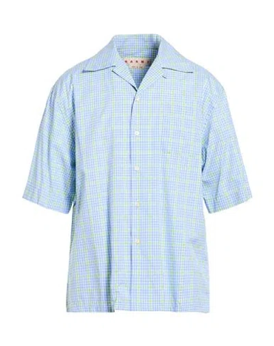 Marni Man Shirt Azure Size 34 Cotton In Blue