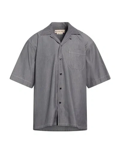Marni Man Shirt Charcoal Size 40 Cotton In Gray