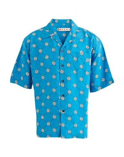 Marni Man Shirt Turquoise Size 46 Viscose In Blue