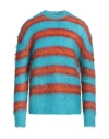 Marni Man Sweater Azure Size 40 Mohair Wool, Polyamide In Blue