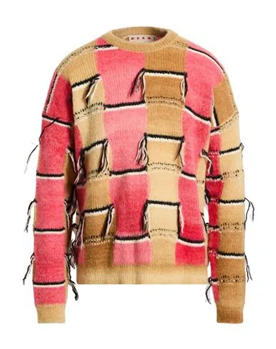 Marni Man Sweater Coral Size 40 Mohair Wool, Alpaca Wool, Polyamide, Virgin Wool In Brown