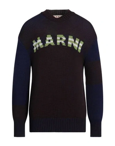 Marni Brown & Blue Striped Sweater In Mlm80 Coffee