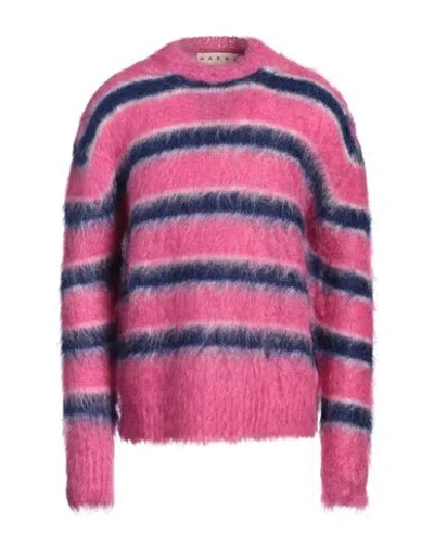Marni Man Sweater Fuchsia Size 42 Mohair Wool, Polyamide In Pink
