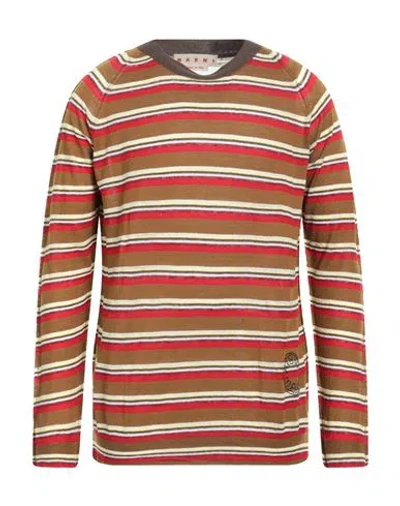 Marni Man Sweater Khaki Size 42 Cotton, Linen In Beige