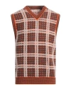 Marni Checked Wool-blend Sweater Vest In Orange
