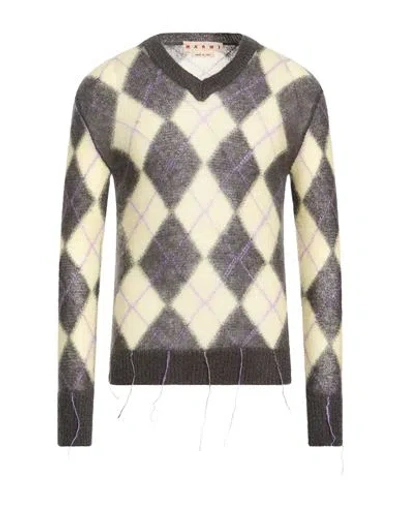 Marni Man Sweater Pastel Yellow Size 34 Mohair Wool, Polyamide, Wool In Multi