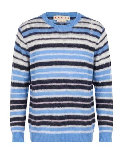 Marni Man Sweater Sky Blue Size 36 Mohair Wool, Polyamide, Wool