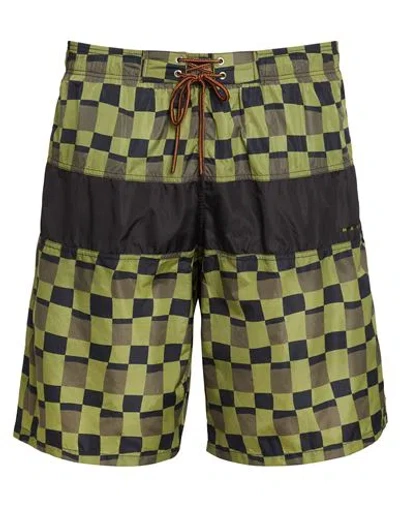 Marni Man Swim Trunks Military Green Size 36 Polyamide