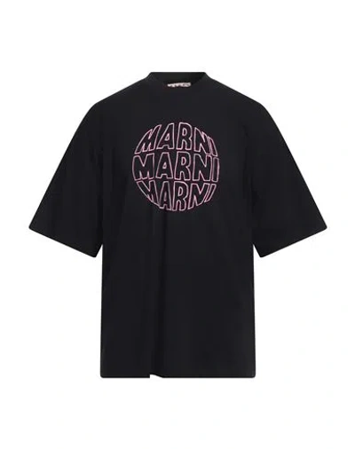 Marni Relaxed Fit Black T-shirt With Bold Graphic Print