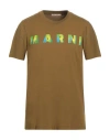 Marni Khaki Printed T-shirt In Green