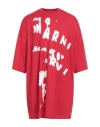 Marni Printed Oversized Logo T-shirt In Red