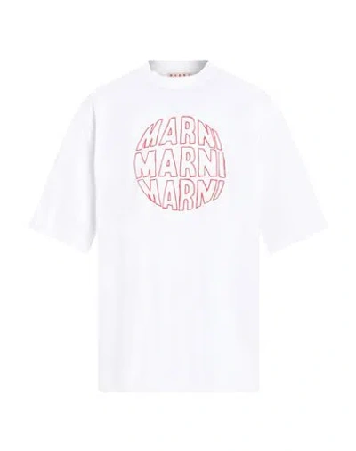 Marni Logo-print Cotton T-shirt In White,red
