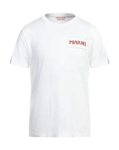 Marni Men's Logo Patch T-shirt In White