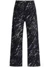 Marni Black Flocked Denim Wide-leg Jeans With Crayon Print In Black