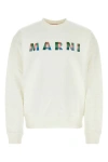 Marni Long Sleeve Cotton Sweatshirt With Geometric Logo In White
