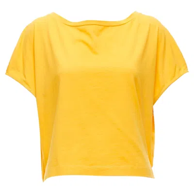Marni Mango Yellow Cotton Blue Trim Ruched Sides Cap Sleeve T-shirt Top It38 Xs