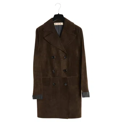 Pre-owned Marni Manteau Veste Daim Fr38 Khaki Brown Suede Coat Jacket Uk10 Us8