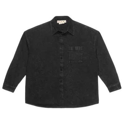 Pre-owned Marni Marble Dyed Denim Shirt 'black' | Men's Size 50