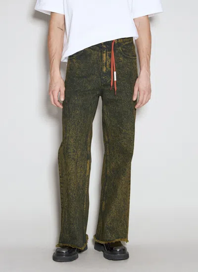 Marni Marble-dyed Flared Jeans In Green
