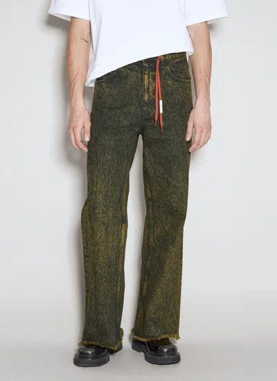 Marni Men's Acid-washed Flare Jeans In Green