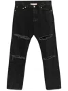 Marni Logo-patch Distressed Trousers In Black