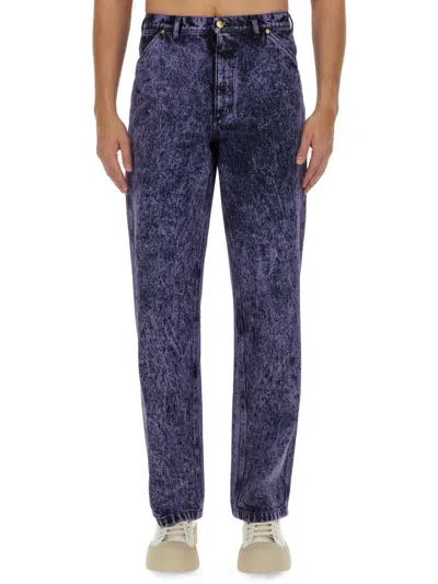Marni Marble-dyed Denim Jeans In Purple