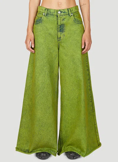 Marni Marbled Wide-leg Jeans In Green