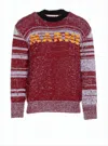 Marni Marled Knit Sweater With Ribbed Crew Neck And Bold Lettering In Red