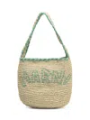 Marni Large Logo-embroidered Raffia Tote Bag In Neutral