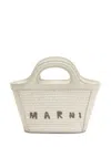 Marni White Canvas And Leather Tropicalia Mini Top Handle Bag In White