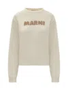 Marni Cotton Logo Embroidered Sweater In White