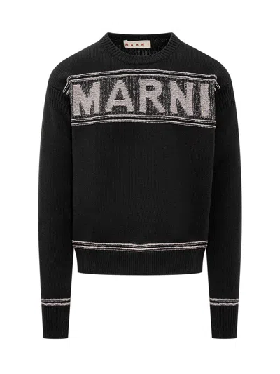 Marni Logo Sweater In Black  