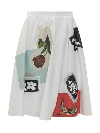 Marni Midi Skirt With Print In White