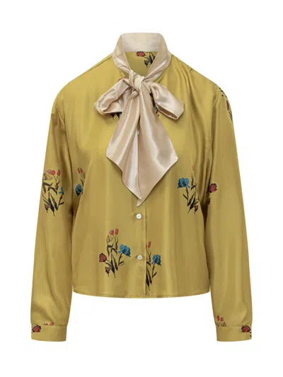 MARNI MARNI MARNI SILK SHIRT WITH BOW AND FLORAL PRINT
