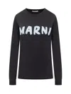 Marni Crew Neck Long Sleeves T-shirt In Black