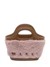 Marni Tote Bag In Pink Fur And Brown Leather In Brown