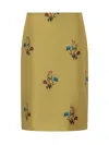 Marni Yellow Skirt With Floral Print In Green